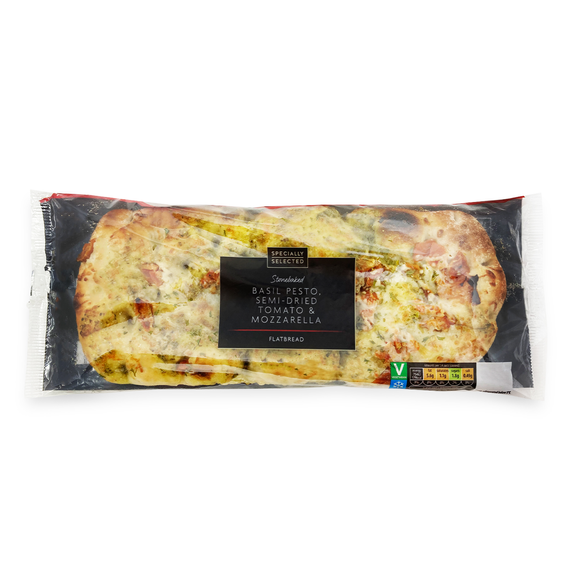 Specially Selected Stonebaked Basil Pesto, Semi-dried Tomato & Mozzarella Flatbread 260g